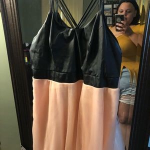 Leather bodice and tulle skirt dress